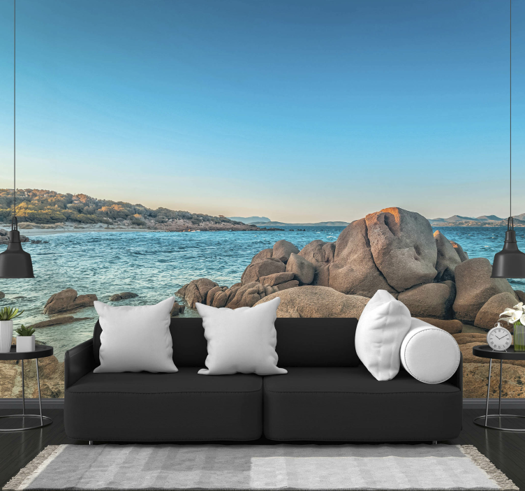 Under the sea wall mural rocky coastline calm - TenStickers
