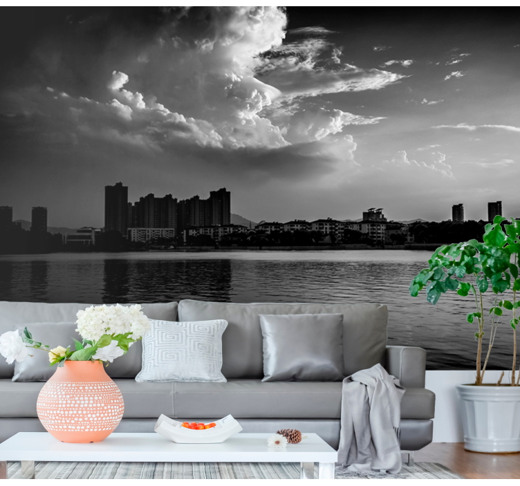 Urban Reflection Skyline city wall mural - TenStickers