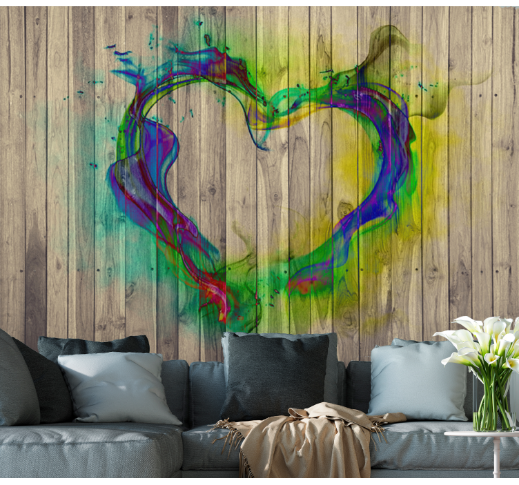 Vibrant Heart Design romantic wall mural - TenStickers