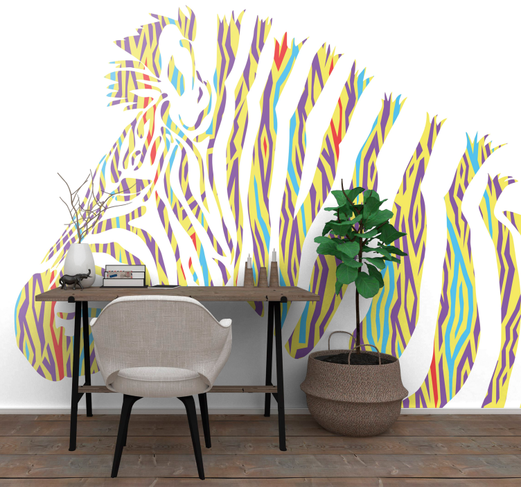 Vibrant Zebra Stripes animals wall mural - TenStickers