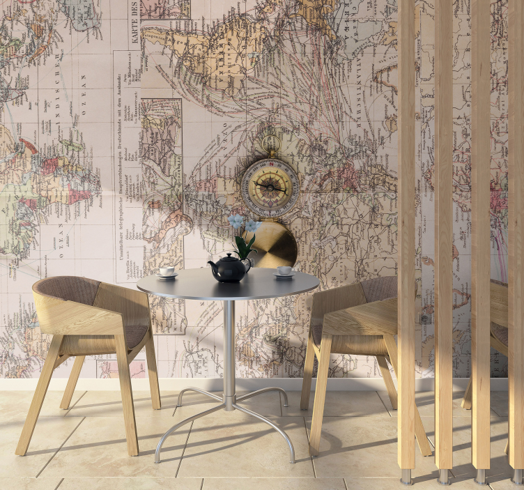 Vintage Cartography Decor world map wallpaper - TenStickers