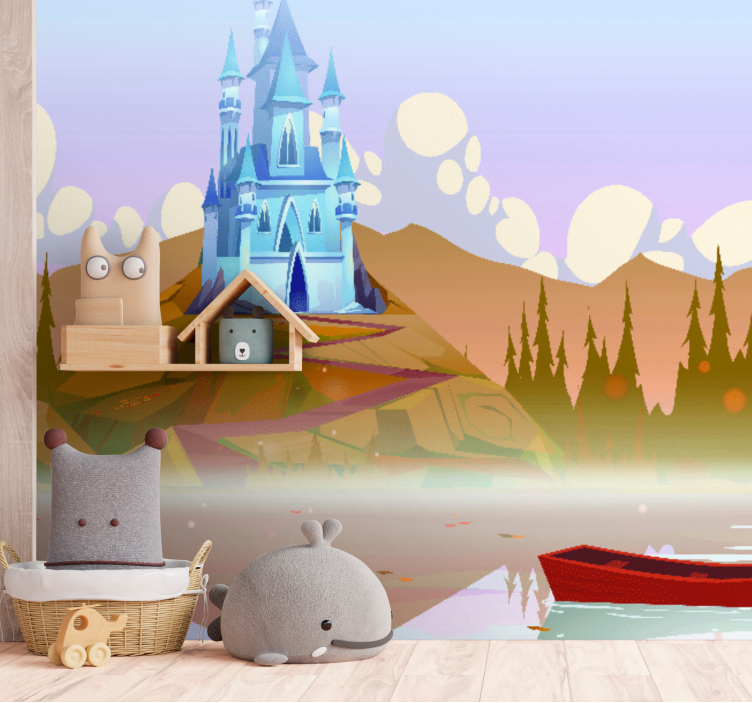 Wall mural fantasy castle reflection scene - TenStickers