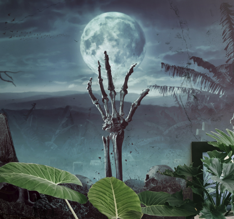 Wall mural halloween skeleton hand rising up - TenStickers