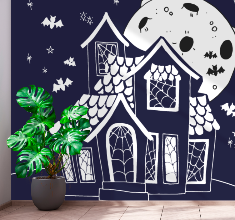 Wall mural halloween spooky haunted house scene - TenStickers