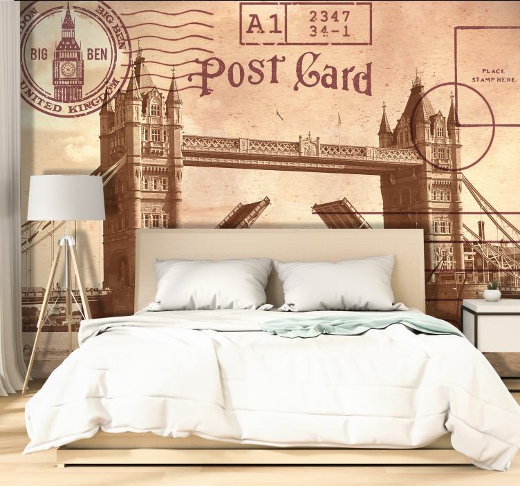 Wall mural london vintage london postcard art - TenStickers