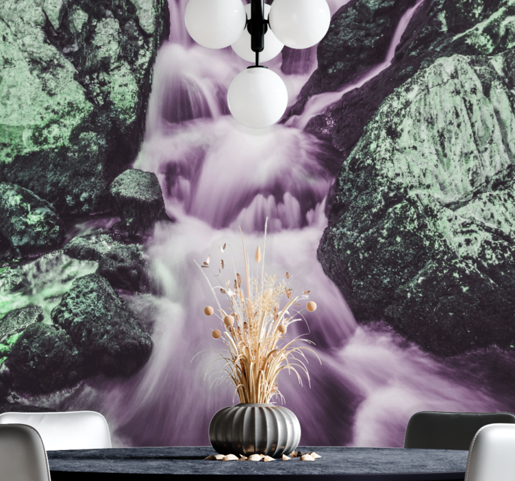 Wall mural mountain flowing waterfalls scene - TenStickers