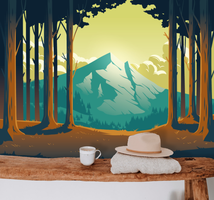 Wall mural mountain scenic forest mountain - TenStickers