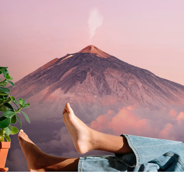 Wall mural mountain smoky volcano peak - TenStickers