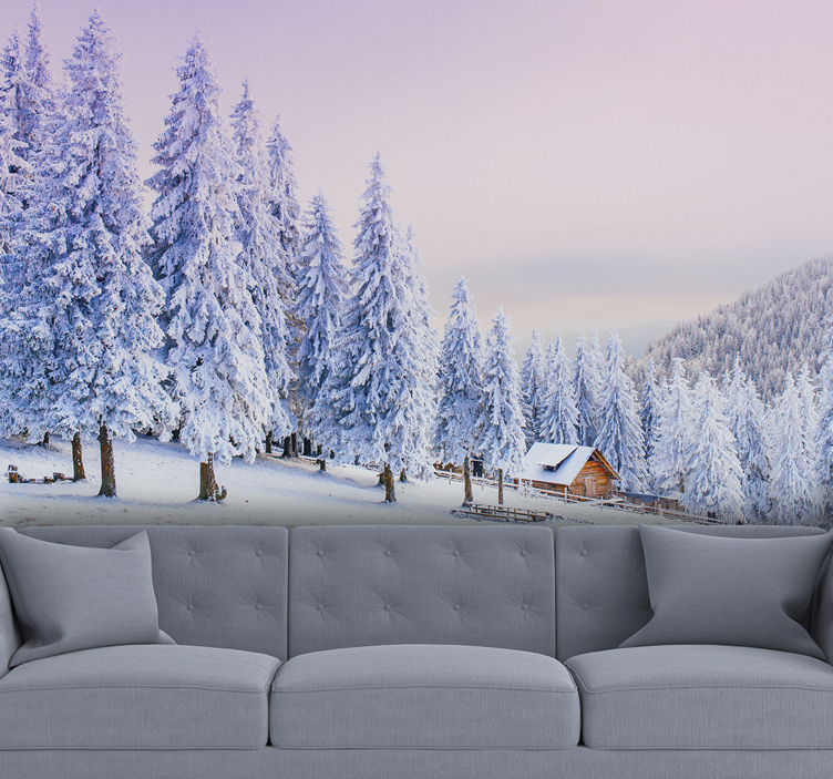Wall mural mountain snowy forest escape - TenStickers