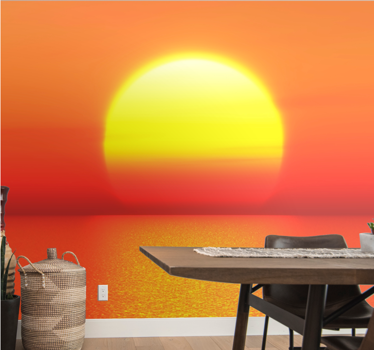 Wall mural mountain sunset reflection - TenStickers