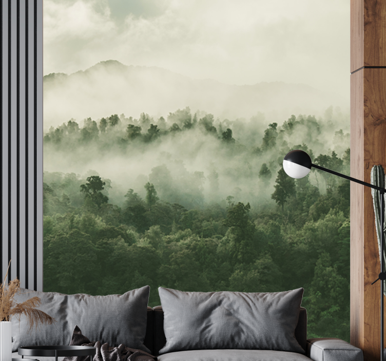 Wall mural nature hazy woodland landscape - TenStickers