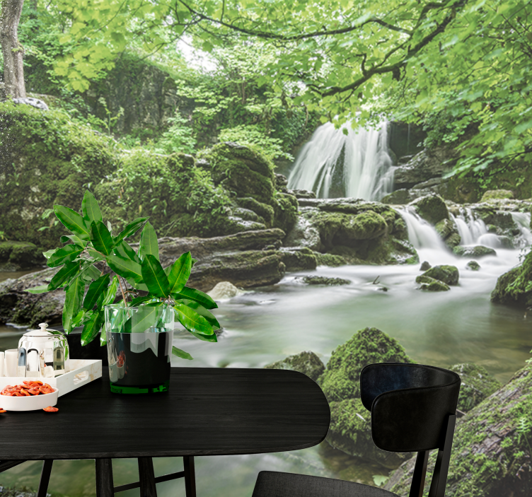 Wall mural nature lush waterfall tranquility - TenStickers