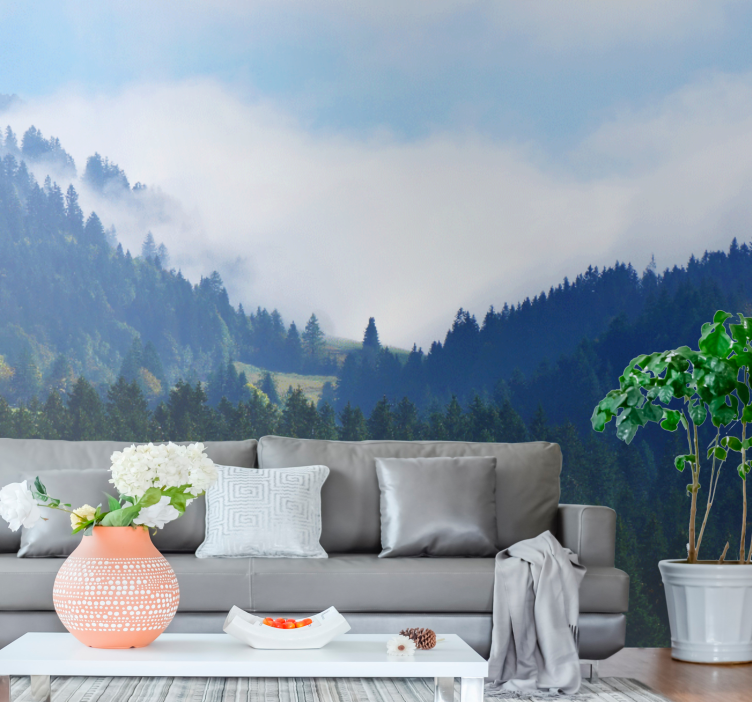 Wall mural nature mountains and mist - TenStickers