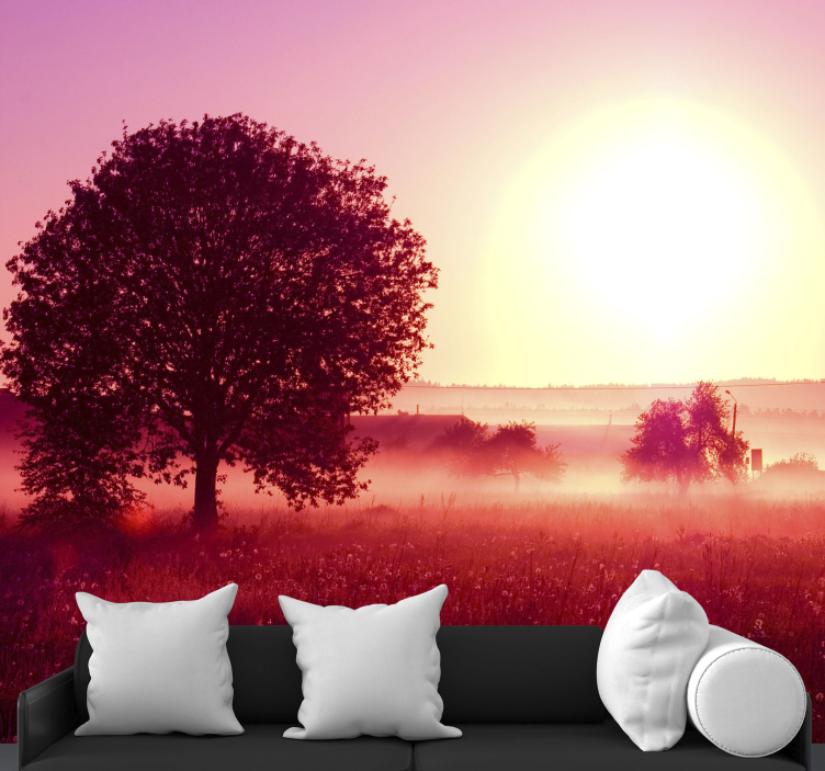 Wall mural nature silhouetted tree sunset - TenStickers