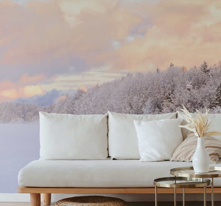 Wall mural nature snowy forest landscape - TenStickers