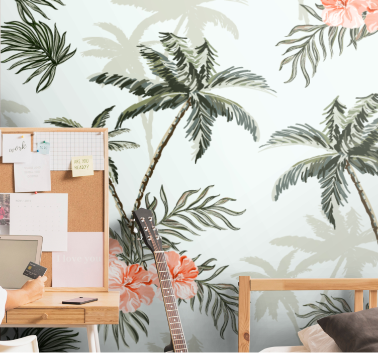 Wall mural nature tropical palm leaves - TenStickers