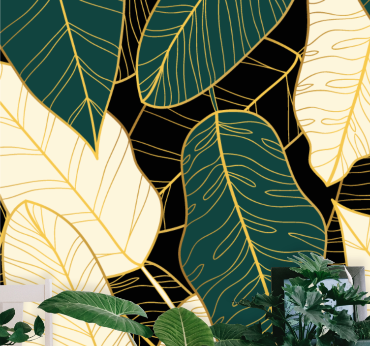 Wall mural nature with leaf patterns - TenStickers