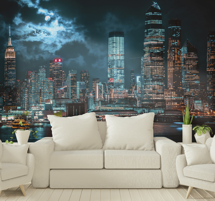 Wall mural new york cityscape night view - TenStickers
