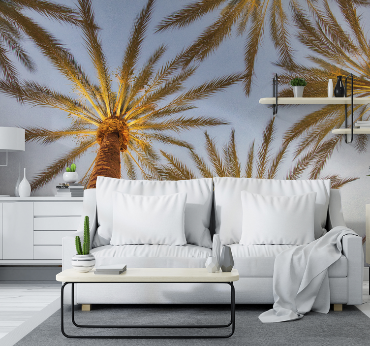 Wall mural trees palm tree silhouette - TenStickers