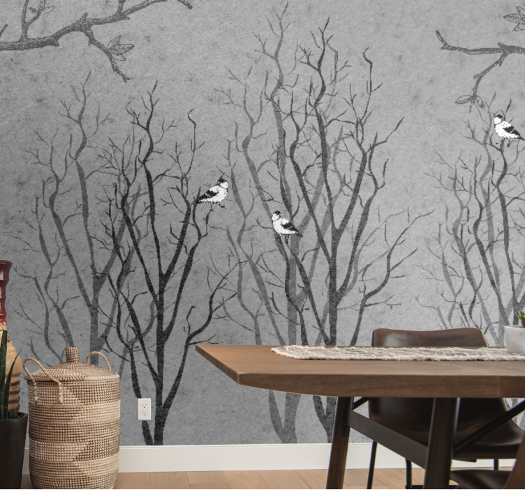 Wall mural trees twigs with birds - TenStickers