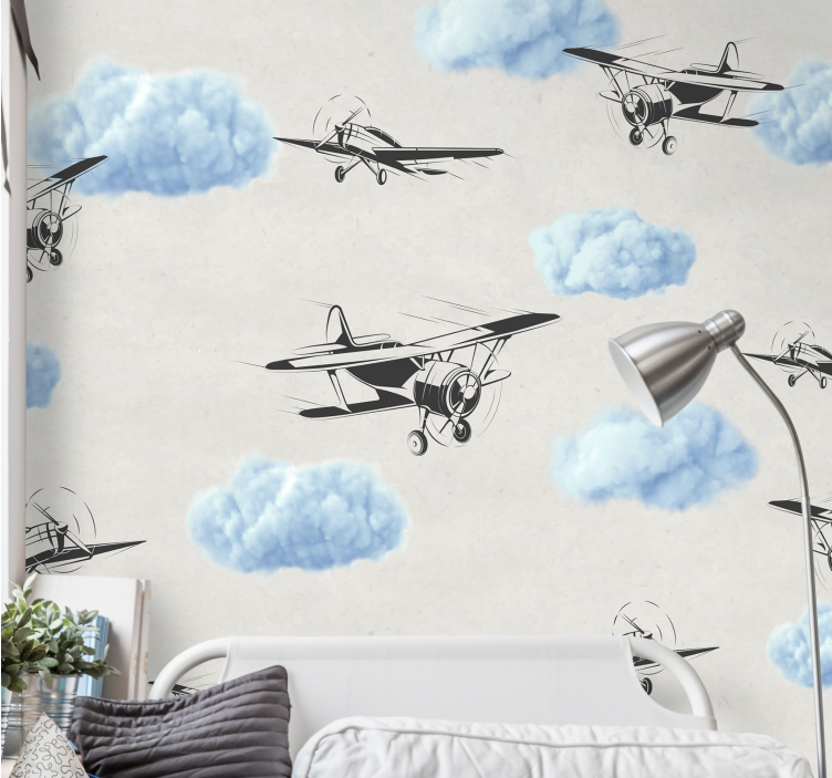 Wall mural vehicle flying vintage planes - TenStickers