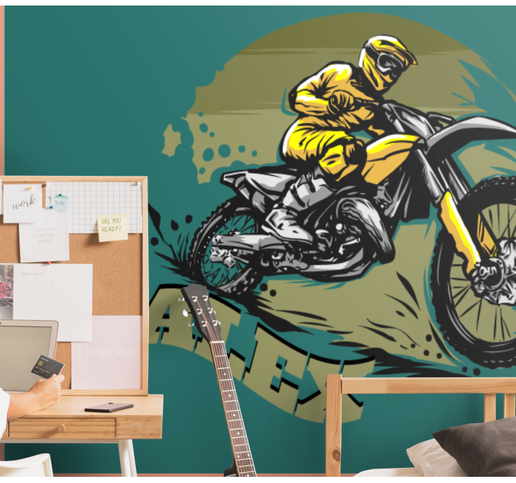 Wall mural vehicle motocross rider scene - TenStickers