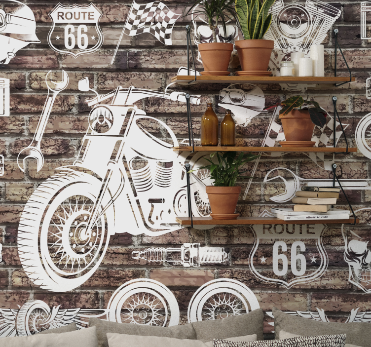 Wall mural vehicle motorcycle route 66 - TenStickers
