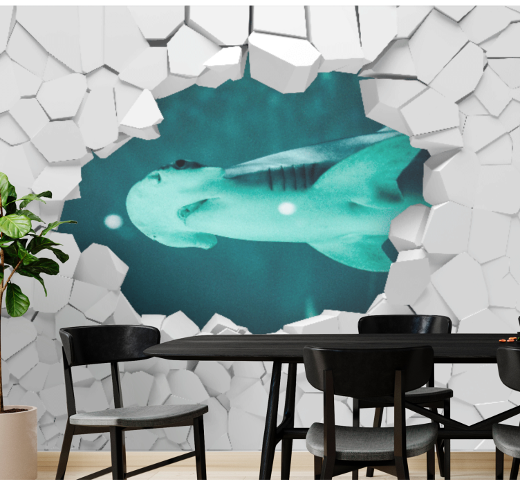 Wall mural vehicle shark breaking through - TenStickers