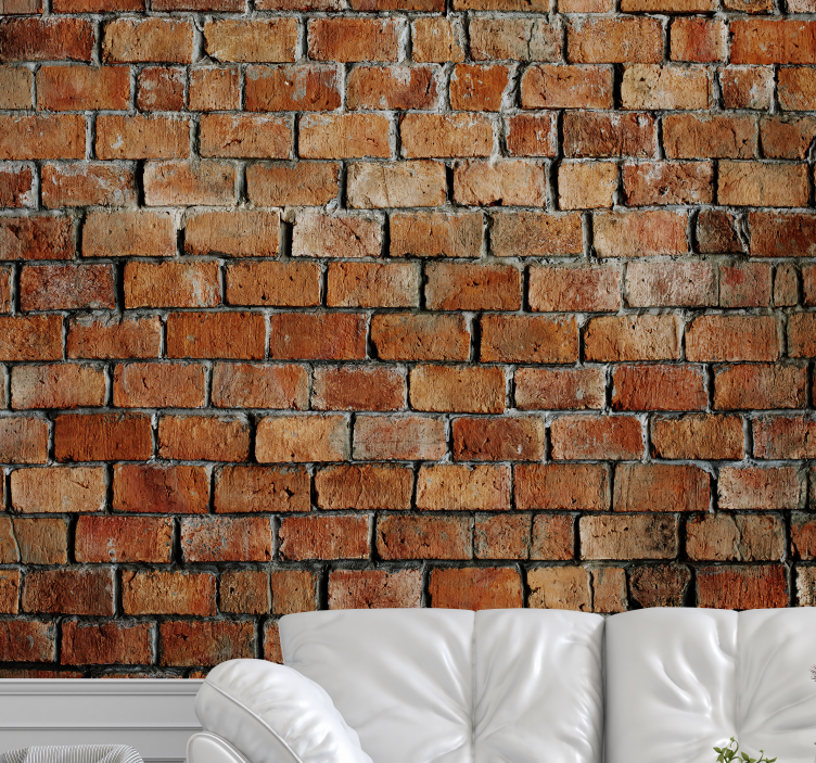 Weathered brick living room wallpaper - TenStickers