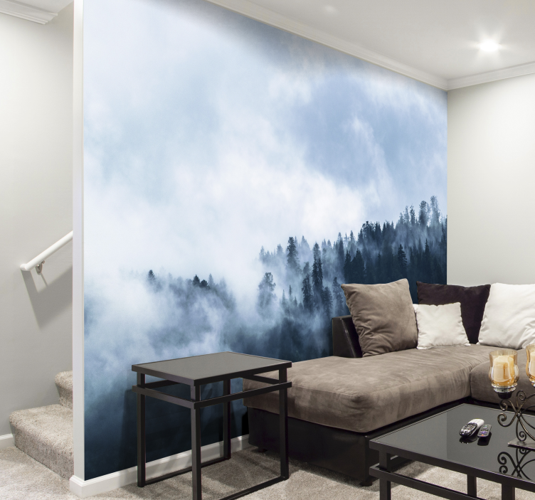Winter misty forest wall mural - TenStickers