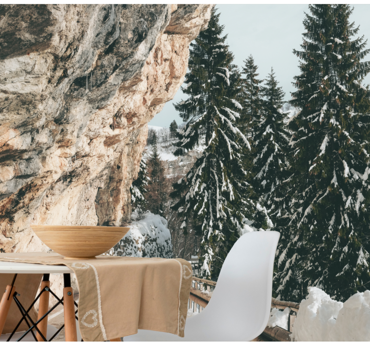 Winter Pine Scenery landscape wall mural - TenStickers