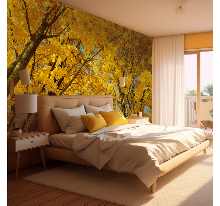 Yellow autumn trees mural - TenStickers