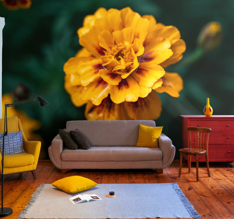Yellow marigold flower mural wallpaper - TenStickers
