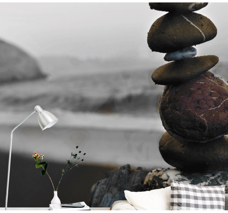 Zen wall mural balanced stone stacks - TenStickers