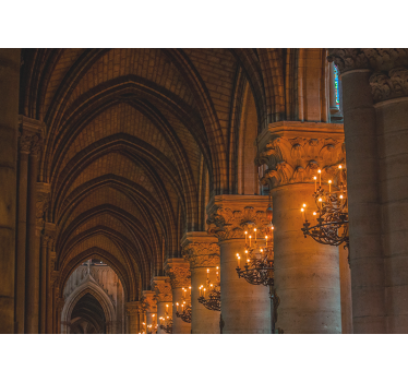 Gothic Archways with Chandelier classic art wall mural - TenStickers