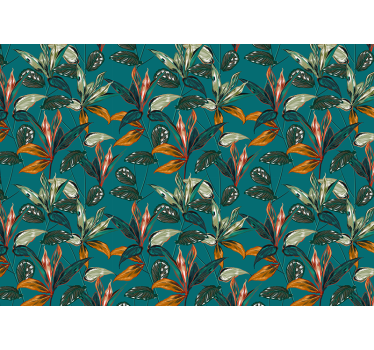 Flower wall mural exotic leaf arrangement - TenStickers