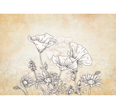 Vintage poppy meadow wall mural - TenStickers