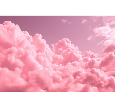 Pink fluffy clouds Children wall mural - TenStickers