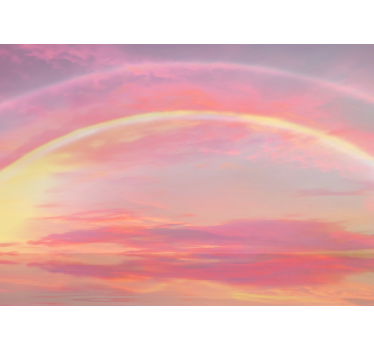 Cloudy pink sky with rainbow Children wall mural - TenStickers