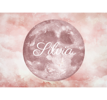 Pink Moon With Custom Name Children's Wall Mural - TenStickers