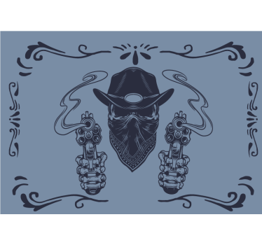 Wall mural vintage cowboy bandit duel scene - TenStickers