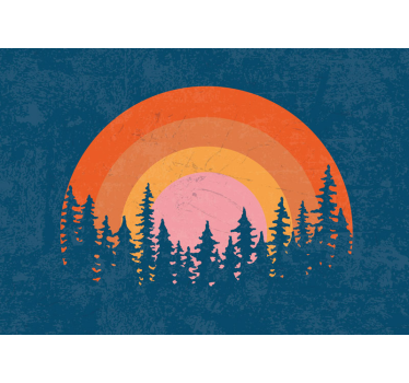 Retro forest rainbow wall mural vintage - TenStickers