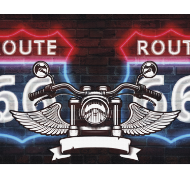 California route 66 motorcycle vintage wall mural - TenStickers