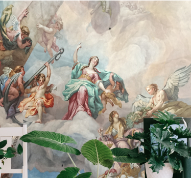 Classic art wall mural heavenly figures above - TenStickers