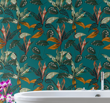 Flower wall mural exotic leaf arrangement - TenStickers