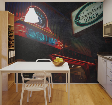 Neon Diner vintage mural - TenStickers