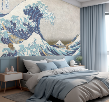 Classic Style Kanagawa Painted Wave Art Wall Mural - TenStickers