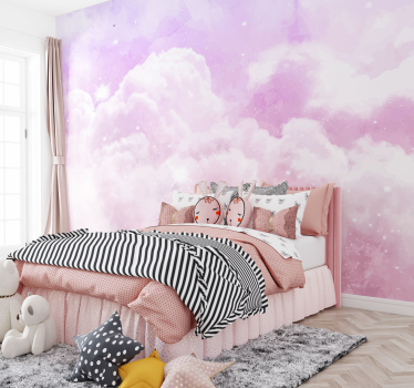 Cloudy pink sky Children wallpaper - TenStickers