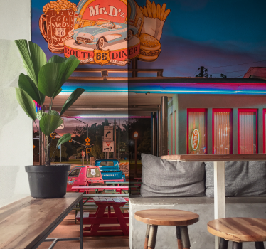 Route 66 Diner vintage mural - TenStickers