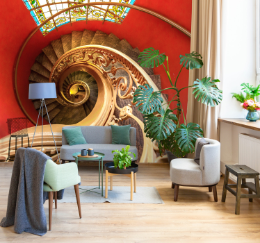 Spiral interior stairway vintage mural - TenStickers
